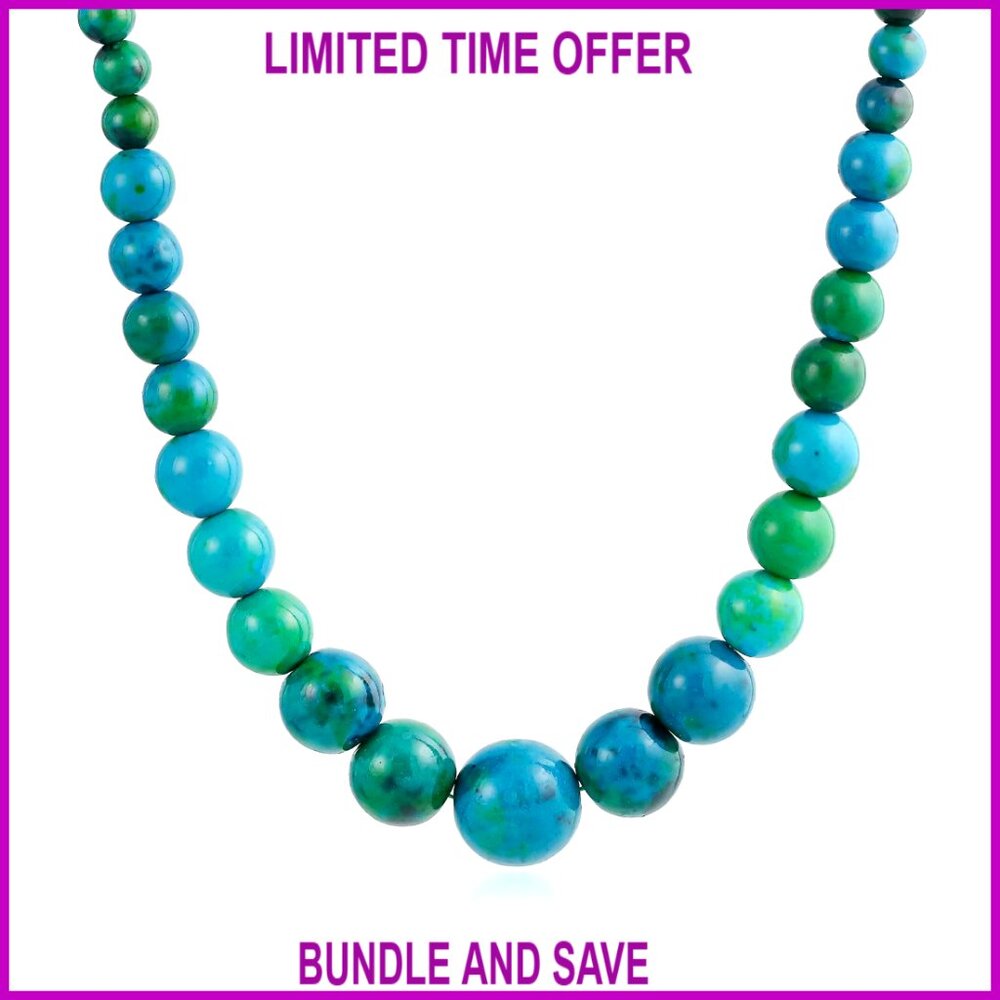 Graduated Turquoise Bead Strand Necklace 18 Inch Lightweight